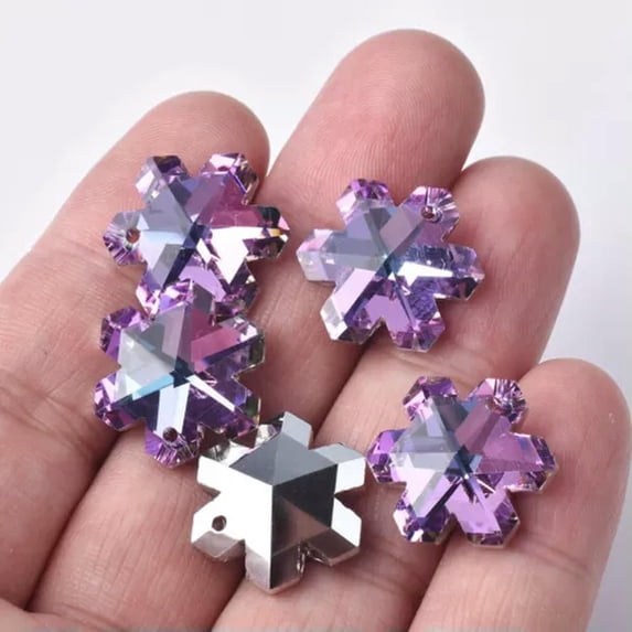 U8MO 10pcs Colorized Faceted Crystal Glass Pointed Back Top Drilled Pendants Beads-Purple 4#