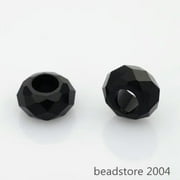 U8MO 10pcs Faceted Glass Beads Rondelle 5mm Large Hole Loose Charms 14mm Pick Color-Black