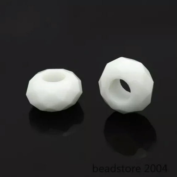 U8MO 10pcs Faceted Glass Beads Rondelle 5mm Large Hole Loose Charms 14mm Pick Color-White