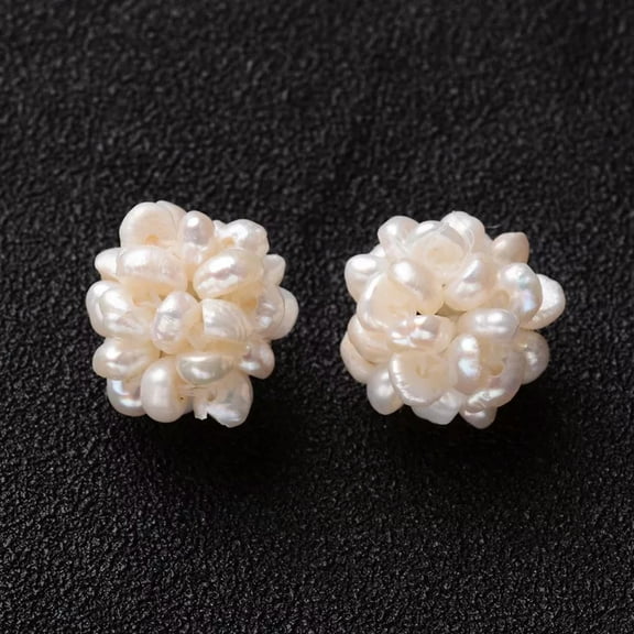 U8MO 10pcs Handmade Natural Pearl Cluster Beads Seashell Beaded Ball Loose Beads 12mm