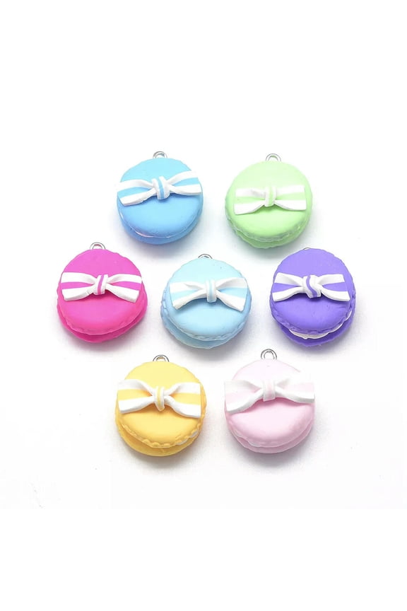 10pcs Handmade Polymer Clay Macarons Pendants Mini Cute Charms Crafting 28~30mm