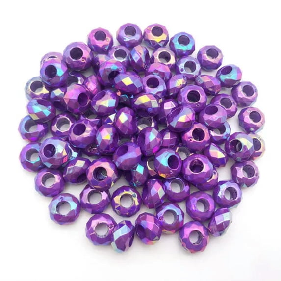 U8MO 10pcs Handmade UV Resin Beads for DIY Jewelry Making with Large Hole 8*14mm-Purple