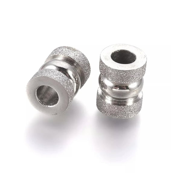 U8MO 10pcs Large Hole 304 Stainless Steel European Metal Beads Column Charms 10.5x8mm