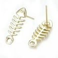 thumbnail image 1 of U8MO 10pcs Mixed Light Gold Alloy Post Stud Earring Dangle Earring With Loop 6.5~19mm-Fishbone, 1 of 2
