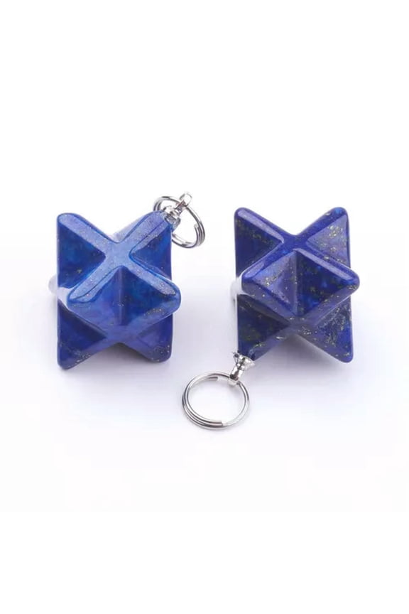 10pcs Natural Amethyst Star Gems Pendants Mini Smooth Stone Charms Craft 23~24mm-Natural Lapis Lazuli