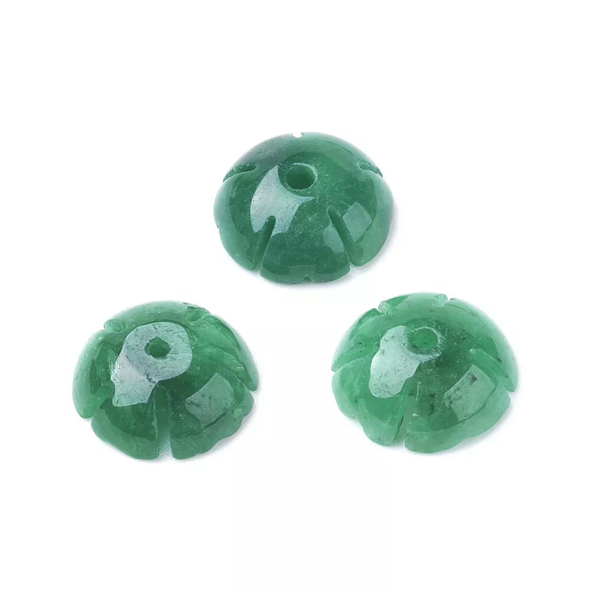 U8MO 10pcs Natural Burmese Jade Flower Beads Caps Smooth Stone Spacer Craft 12x4mm
