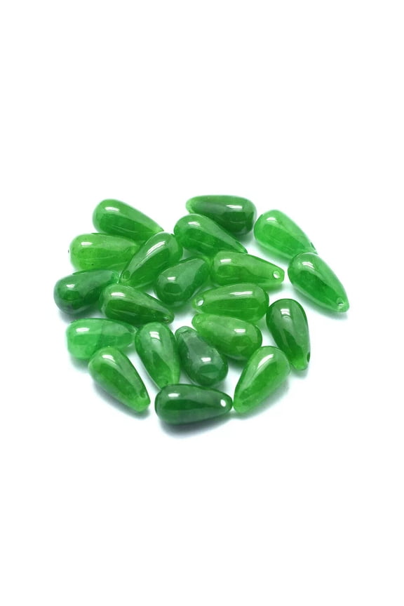 10pcs Natural Burmese Jade Gems Mini Charms Smooth Drop Stone Pendants 12x6mm