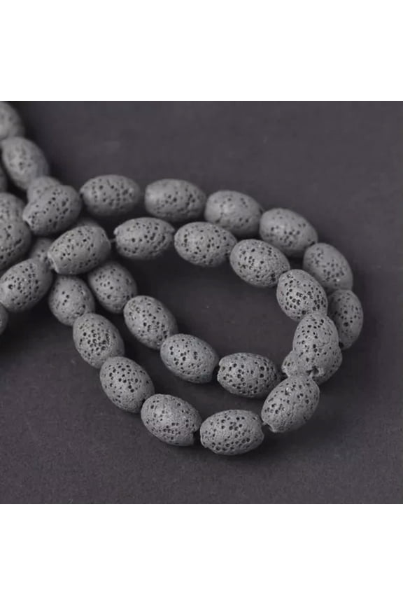 10pcs Oval 12x9mm 15x11mm Natural Volcanic Lava Stone Beads For Jewelry Making-Cyan Gray-15x11mm