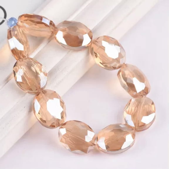 U8MO 10pcs Oval Faceted 12x9mm 16x12mm 20x16mm Crystal Glass Beads for Jewelry Making-Amber Gold-12x9mm