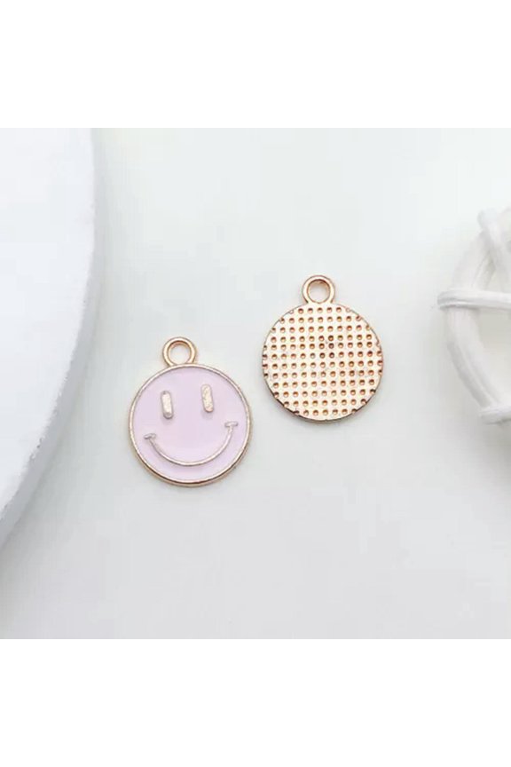 10pcs Pink Jewelry Making Charms Enamel Pendant For DIY Jewelry Making Handmade-10pcs Smile face 11.5x14mm