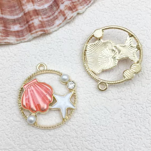 U8MO 10pcs Pink Ocean Shell Conch Starfish Charms Pendants for Jewelry Making DIY-10pcs Starfish shell 25x27mm