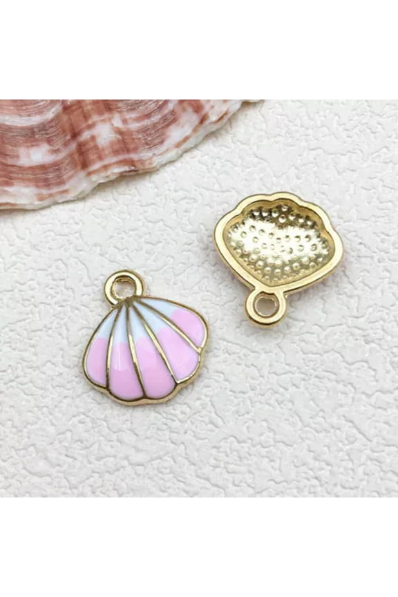 10pcs Pink Ocean Shell Conch Starfish Charms Pendants for Jewelry Making DIY-10pcs pink shell 16x17mm