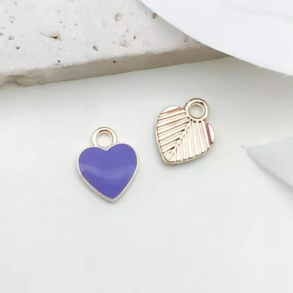 U8MO 10pcs Purple Charms Enamel Pendant For Jewelry Making Handmade Necklace Bracelet-10pcs heart 10x12mm