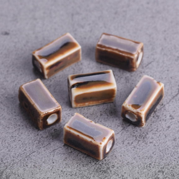 U8MO 10pcs Rectangle 12x8mm Handmade Flambed Glazed Enamal Ceramic Porcelain Beads-8#