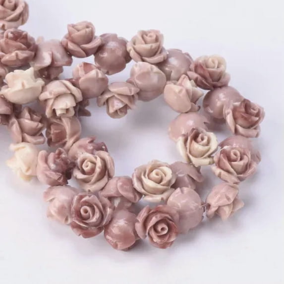 U8MO 10pcs Rose Flower 6mm 8mm 10mm Resin Artificial Coral Beads For Jewelry Making-8mm-Brown