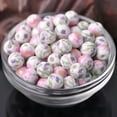 thumbnail image 1 of U8MO 10pcs Round 8mm 10mm 12mm Colorful Flower Patterns Ceramic Porcelain Loose Beads-126#-12mm, 1 of 5