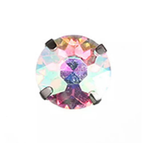 U8MO 10pcs Sew On Glass Crystal Round Rhinestones Flat Back Claw Cup Craft Beads-10mm-AB Colorized