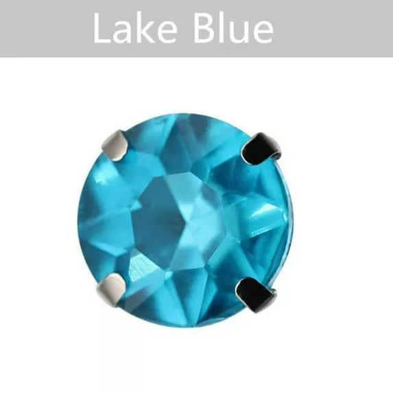 U8MO 10pcs Sew On Glass Crystal Round Rhinestones Flat Back Claw Cup Craft Beads-8mm-Lake Blue