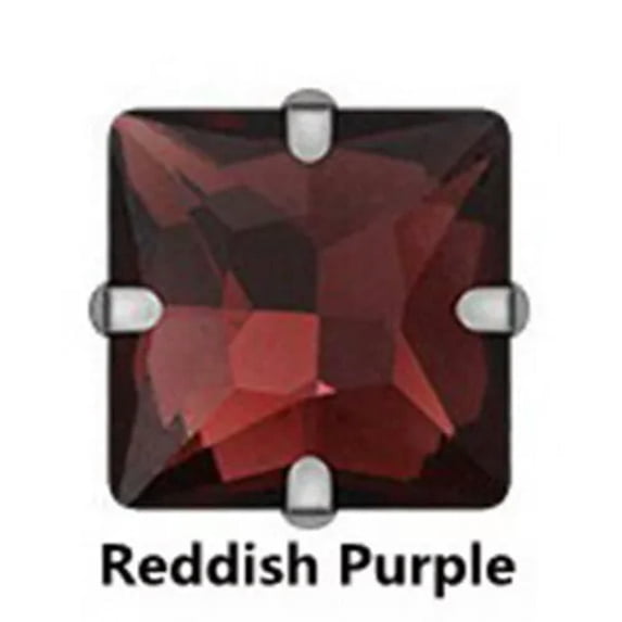 U8MO 10pcs Sew On Square Glass Crystal Rhinestones Flat Back Claw Cup Craft Beads-10mm/Silver-Reddish Purple