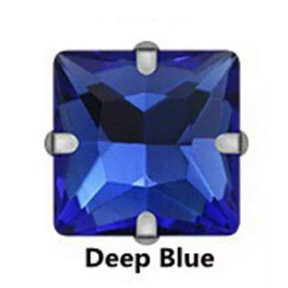 U8MO 10pcs Sew On Square Glass Crystal Rhinestones Flat Back Claw Cup Craft Beads-12mm/Silver-Deep Blue