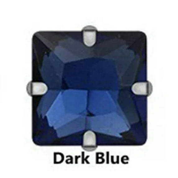 U8MO 10pcs Sew On Square Glass Crystal Rhinestones Flat Back Claw Cup Craft Beads-14mm/Gold-Dark Blue