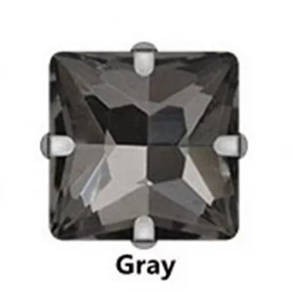 U8MO 10pcs Sew On Square Glass Crystal Rhinestones Flat Back Claw Cup Craft Beads-14mm/Gold-Gray