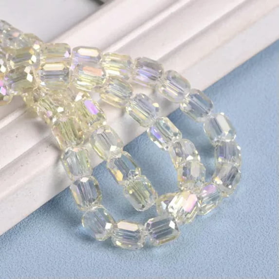 U8MO 10pcs Shiny Colorful 8mm 10mm Round Cylinder Faceted Crystal Glass Loose Beads-Spring Green-10mm