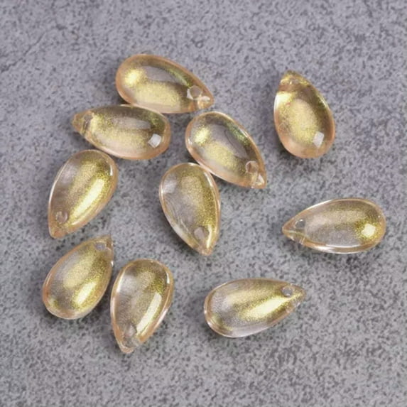 U8MO 10pcs Teardrop 14x8mm Colorful Crystal Glass Loose Top Drilled Pendants Beads-17# Clear Golden