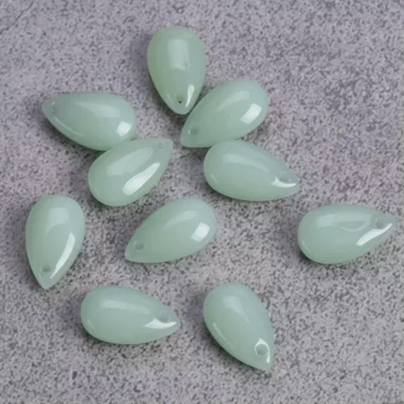 U8MO 10pcs Teardrop 14x8mm Colorful Crystal Glass Loose Top Drilled Pendants Beads-19# J Light Green