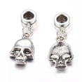 thumbnail image 1 of U8MO 10pcs Tibetan Alloy European Dangle Beads Large Hole Antique Silver Charms Craft-Skull, 1 of 2