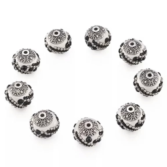 U8MO 10pcs Unique Handmade Indonesia Beads Beaded Metal Core Craft Making 14~15mm-#11