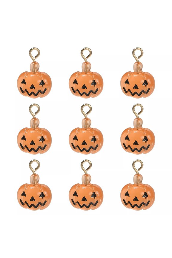 10x Halloween Jack-O'-Lantern Pumpkin Charm Pendants for Keychain Jewelry Making