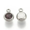 thumbnail image 1 of U8MO 10x Stainless Steel Flat Round Rhinestone Charms For Jewelry Making8.5x6x3mm-Light Amethyst, 1 of 2