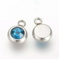 thumbnail image 1 of U8MO 10x Stainless Steel Flat Round Rhinestone Charms For Jewelry Making8.5x6x3mm-Sapphire, 1 of 2