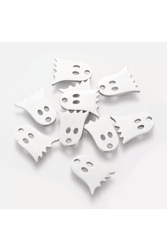 10x Stainless Steel Halloween Ghost Charms Pendants For Jewelry Making 11.8x10mm
