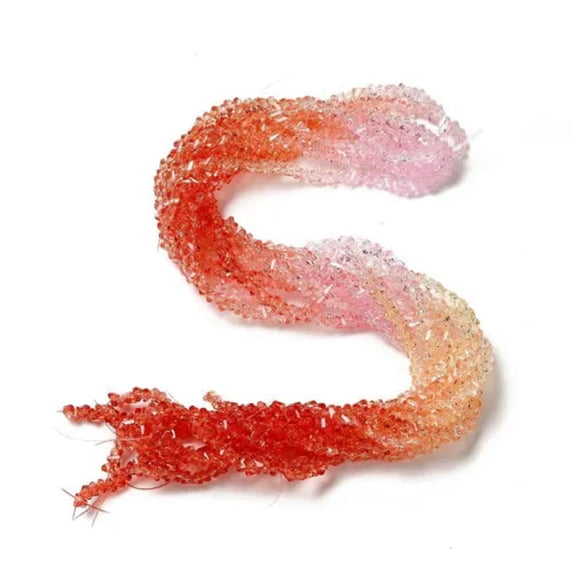 U8MO 10x Triangle Segmented Multi-color Transparent Glass Bead Strands 4.5x4mm 13.27"-Orange Red