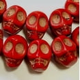 thumbnail image 1 of U8MO 10x14mm Deep red Turquoise Skull Loose Beads 30pcs, 1 of 2