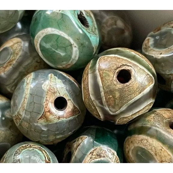 U8MO 10x14mm tibetan Mystical old Agate Gemstone Roundlle Beads 16PCS