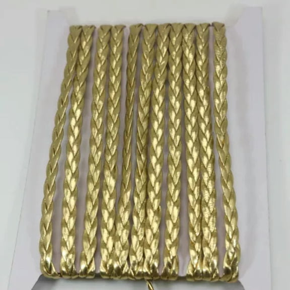 U8MO 11 Yards Flat Braided Bolo Faux Leather String Jewelry Cord Rope Trimming 5X1mm-Gold