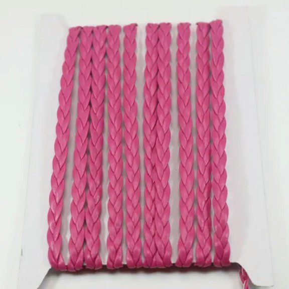 U8MO 11 Yards Flat Braided Bolo Faux Leather String Jewelry Cord Rope Trimming 5X1mm-Hot Pink
