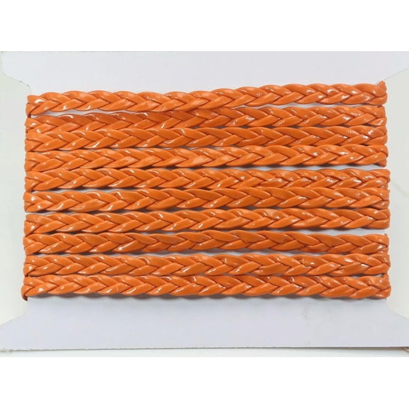 U8MO 11 Yards Orange Flat Braided Bolo Faux Leather String Jewelry Cord Rope 5X1mm
