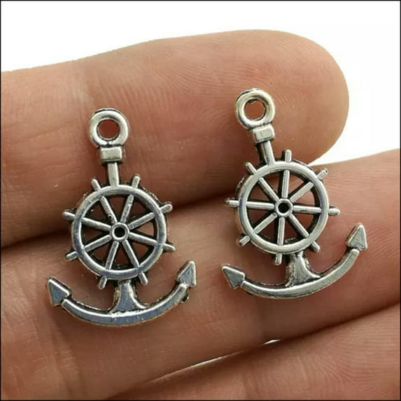 U8MO 12/30/50/100X Retro Rudder Alloy Charms Pendants for Jewelry Making DIY 21*14mm-12pcs