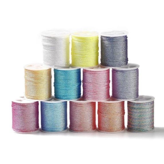 U8MO 12 Rolls 0.6mm Polyester Sewing Thread 9-Ply Polyester Cord for Jewelry Making