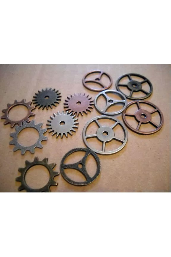 12 Steampunk Gears Lot Clock Gears Watch Gears Mixed Charm Lot Gear Connectors