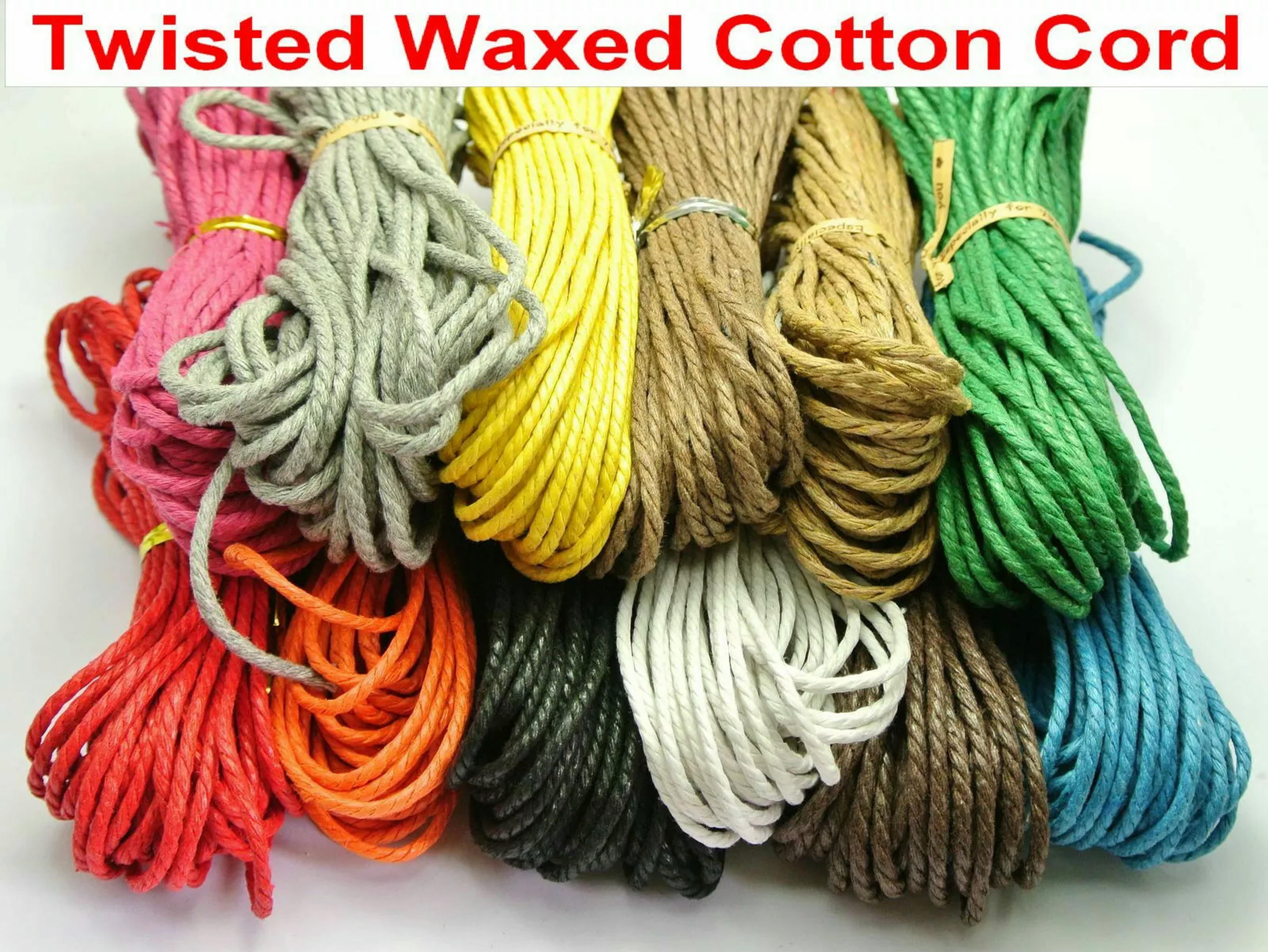 U8MO 120 Meter Waxed Twisted Cotton Cord Thread Line 2mm Macrame Rope String 12 Color