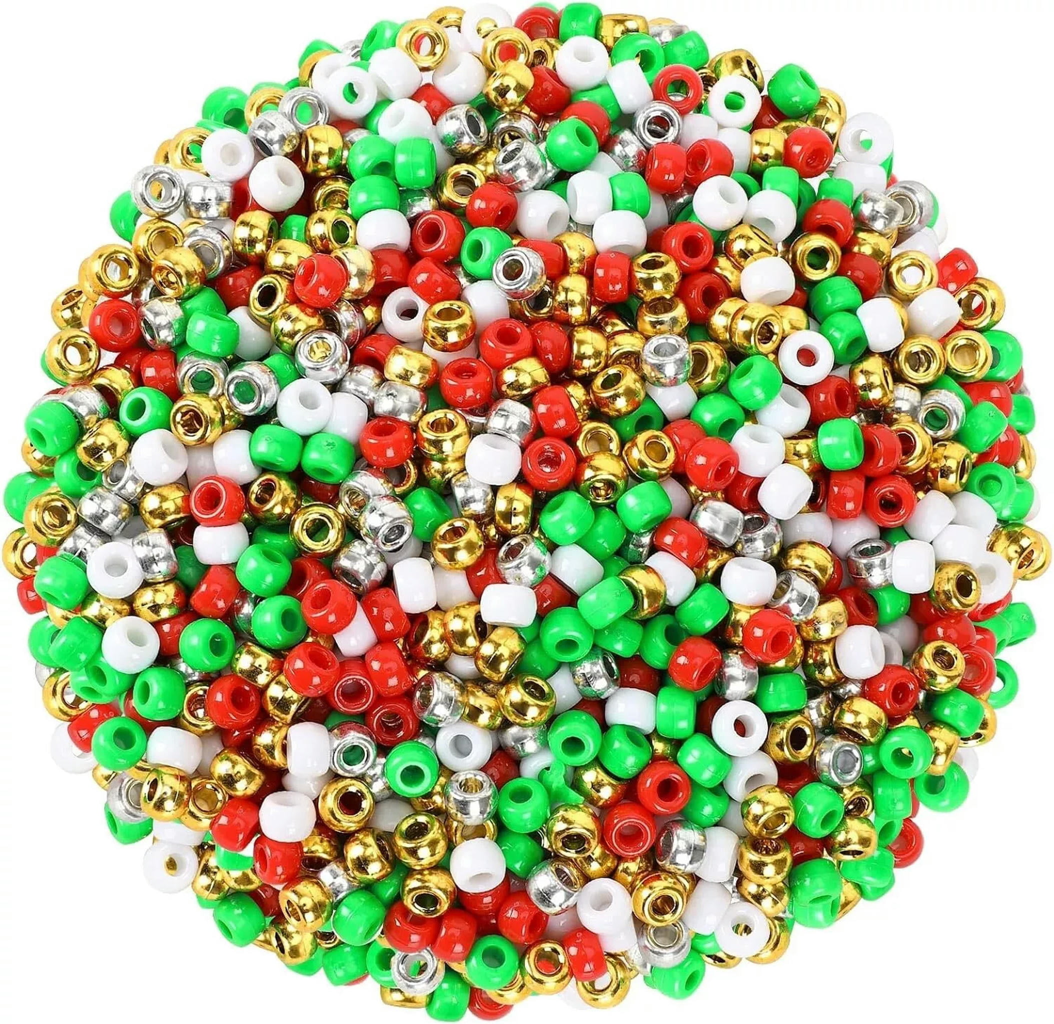 U8MO 1200 Pony Beads Acrylic Assorted Christmas BULK Lot Wholesale Jewelry