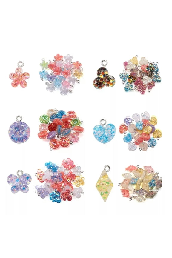 120pcs Sequins Epoxy Resin Charms Colorful Dangle Pendants Hang Ornament 13~22mm