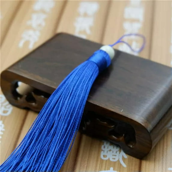 U8MO 12cm jade bead Tassel Trim Pendant Jewelry DIY Bookmark accessories 23 Colors-9# royalblue