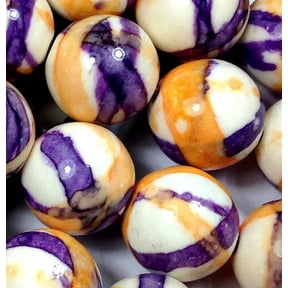 U8MO 12mm Orange Purple Rain Stone Round Loose Beads 16"