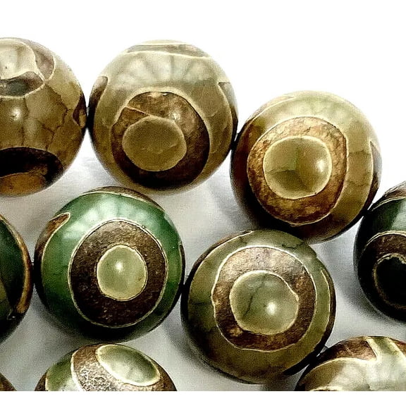 U8MO 12mm tibetan Mystical Old Agate Gemstone Round Beads 15"